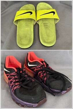 Nike Women's Air Max 698903-006 Black Hyper Punch Low Top Running Shoe + slides!